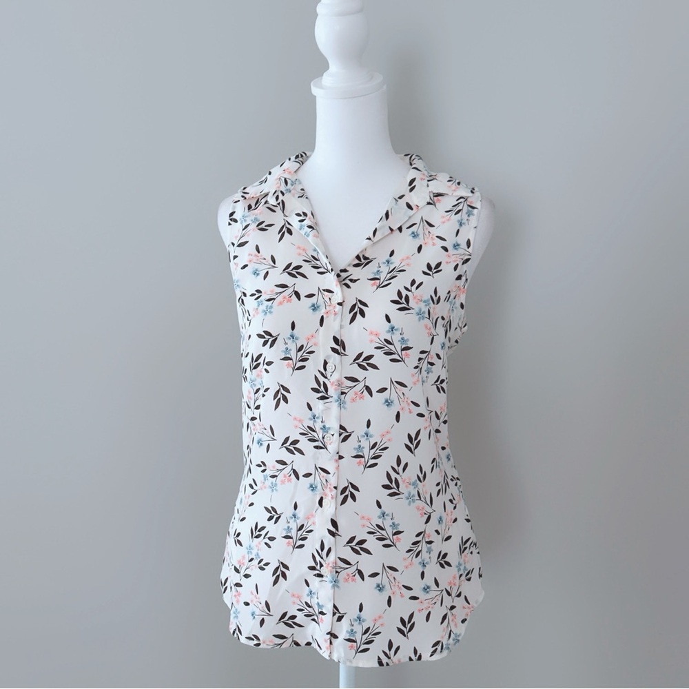 Banana Republic Floral Sleeveless Classic Fit Blouse XS